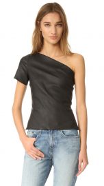 Asymmetrical One Shoulder Leather Top by Helmut Lang at Shopbop